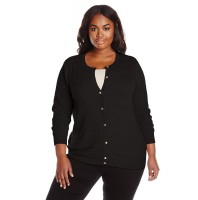 Knits by Hampshire Women's Plus-Size Textured-Stitch Cardigan
